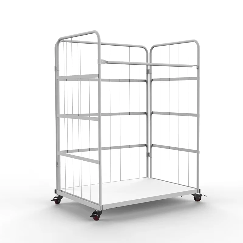 Heavy Duty Steel Galvanized Logistic Trolley Rolling Cage Cart 500kg Capacity Foldable Design Logistics Trolley for Warehouse