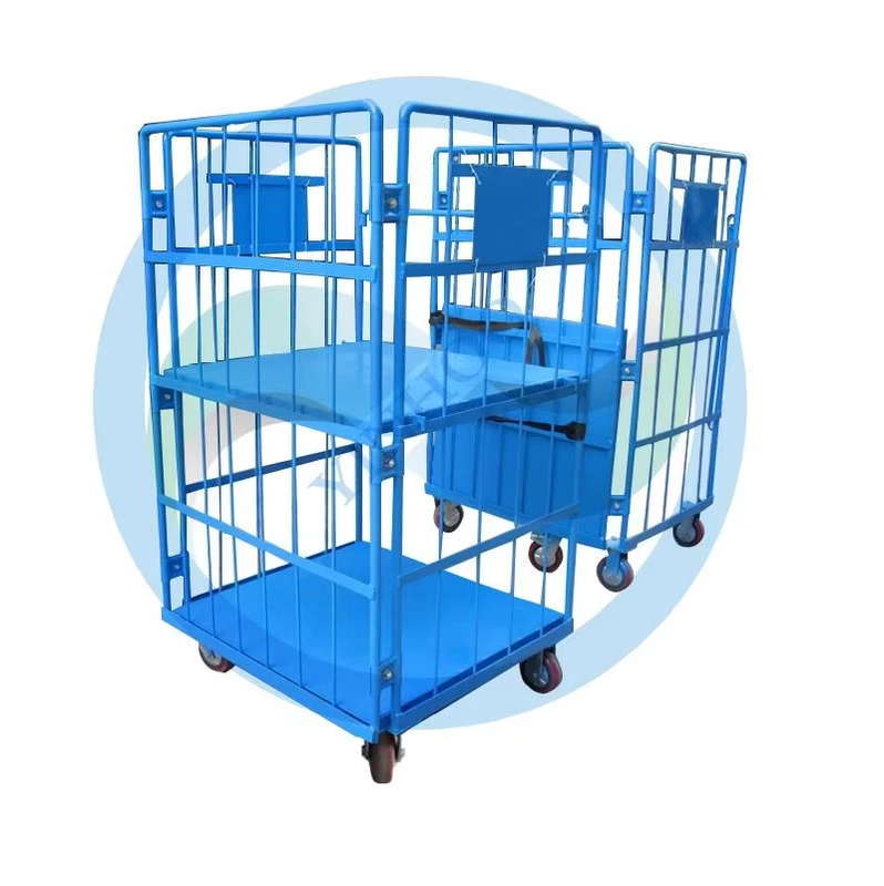 Heavy Duty Steel Iron Roll Cage Foldable Supermarket Warehouse Picking Trolleys for Storage Workshop Use