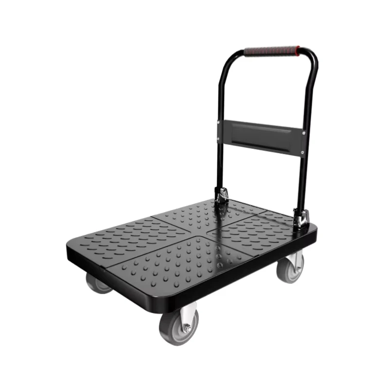 Heavy Duty Steel Plate Handcart Flatbed Cart Universal Folding Wheel Trolley for Warehouse Folding Pallet Cart Platform Cart