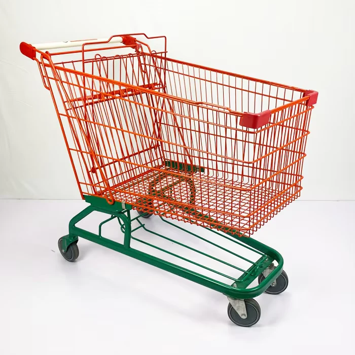 Heavy Duty Steel Red Green Hand Push 210L German Style 4 Wheels Supermarket Shopping Mall Cart Trolley with Child Seat