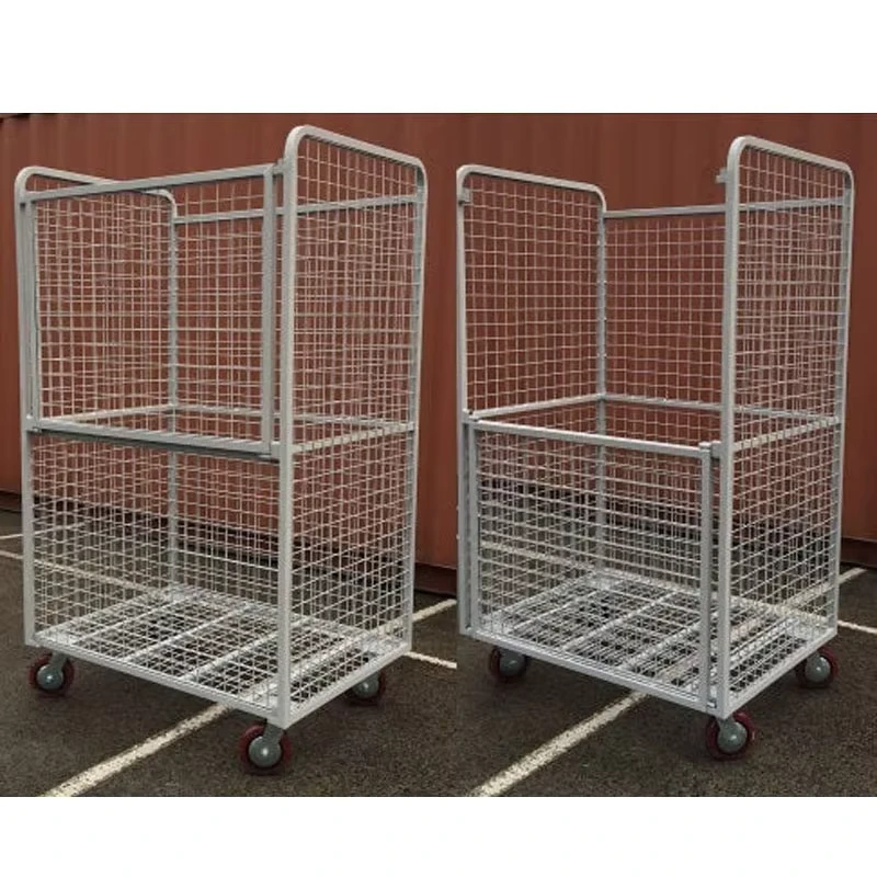 Heavy Duty Steel Roll Cage Trolley Fold Door Powder Coated Lockable 500kg Roll Container Storage Laundry RCA-01