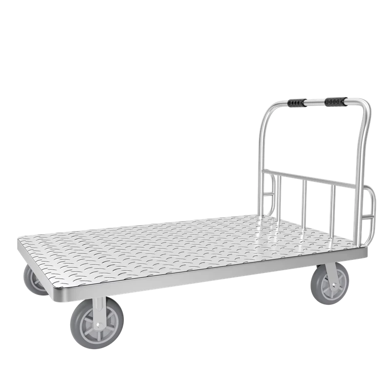 Heavy Duty Steel Trolley Goods Moving Warehouse Hand Push Flat Trolley Transport Folded Platform Hand Truck Trolley