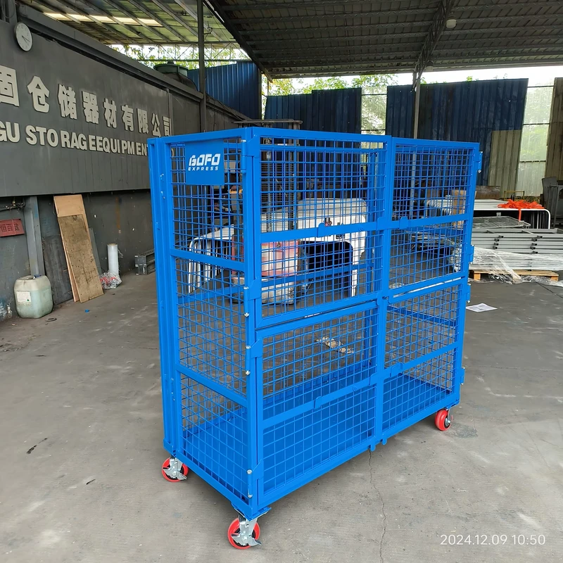 Heavy Duty Transport Rolling Container Foldable Storage Cages Containers Warehouse Shelves Q235 Steel Hand Trolley