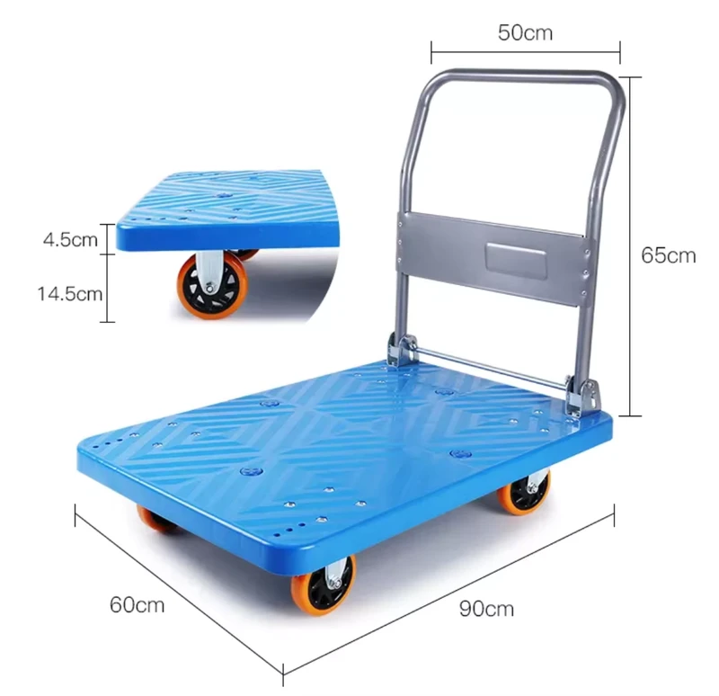 Heavy Duty Transport Tool Carts Platform Truck Cart Folding Platform Trolley Truck Silver Blue Steel Stainless Packing Packaging
