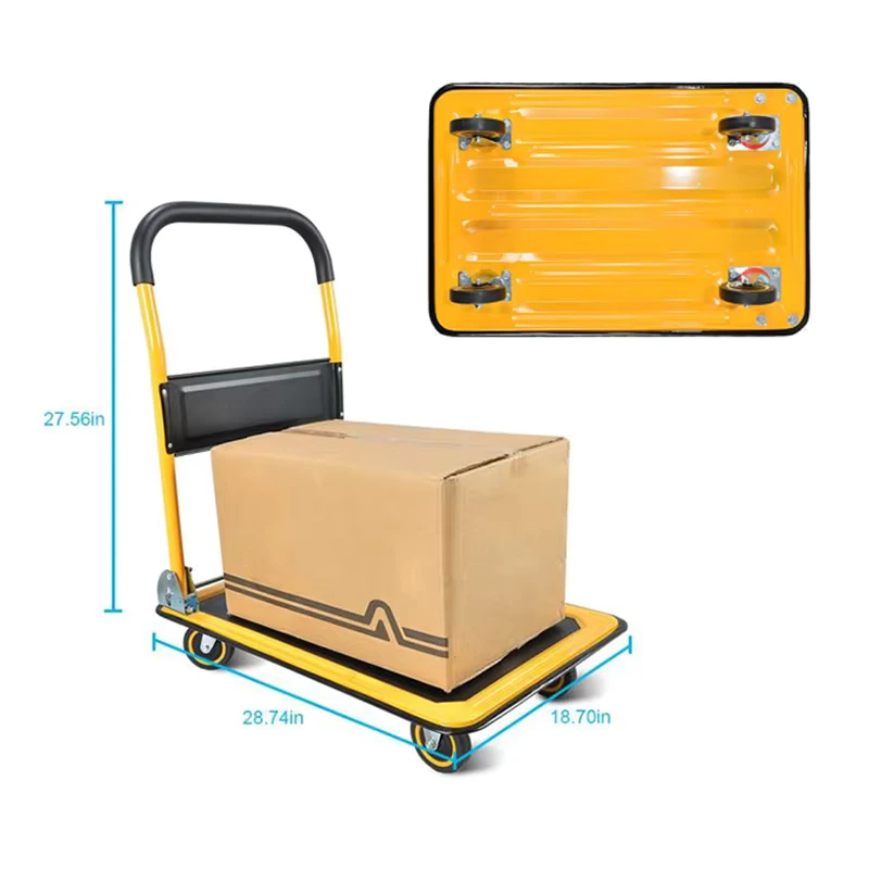 Heavy Duty Transport Tool Carts Platform Truck Cart Folding Platform Trolley Truck Steel Stainless Packing Packaging