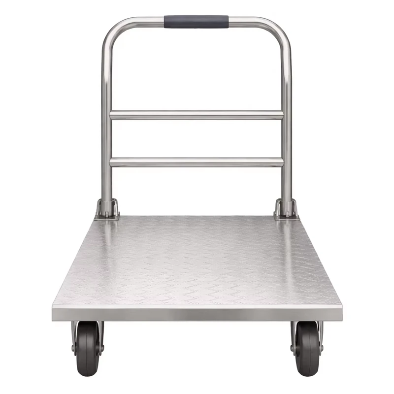 Heavy Duty Utility Cart 201 Stainless Steel Flatbed Platform Trolley for Warehouse Transport