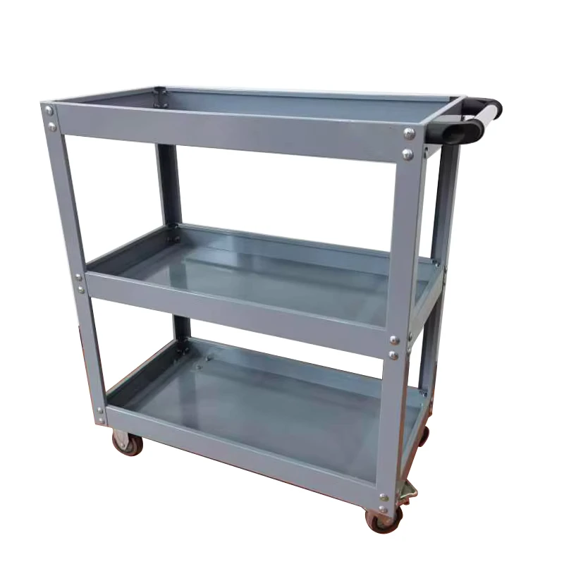 Heavy Duty Utility Cart with Wheels and Handle Storage Service Cart Metal Rolling Tool Cart Garage Tool Cart on Wheels
