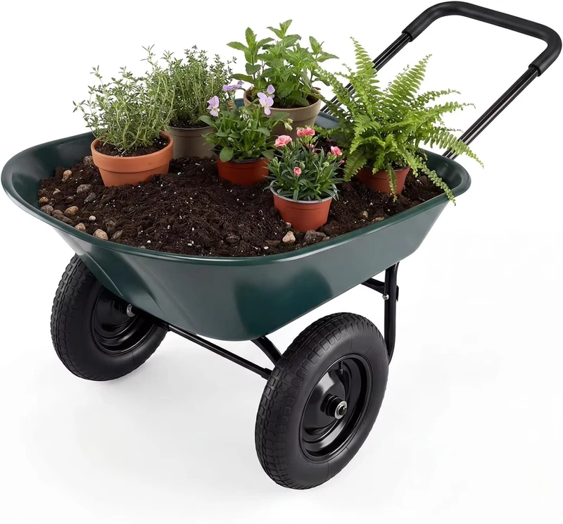 Heavy Duty Utility Garden Cart with Two 14 inch Pneumatic Tires 330 Lbs Capacity for Outdoor Lawn Yard Farm & Ranch Use