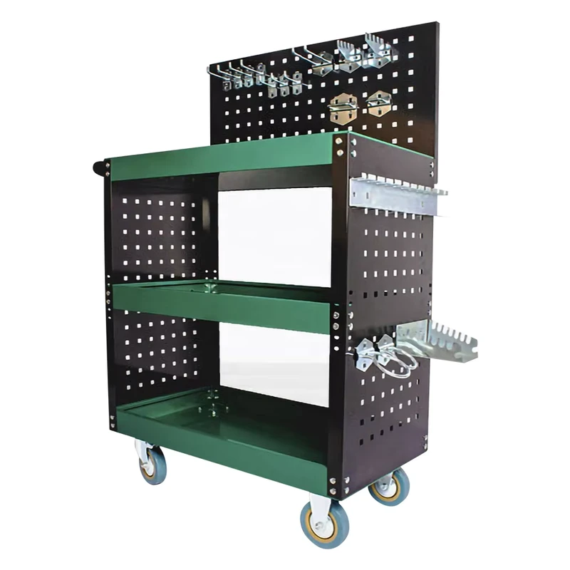Heavy Duty Warehouse Industrial Transporting Easy Assembly Storage Tool Utility Service Cart Trolley With Pegboard
