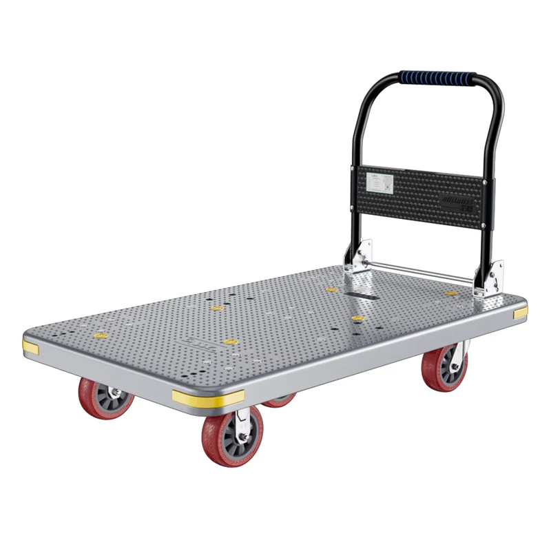 Heavy Duty Warehouse Tool Cart Folding Platform Service Cart Food Transport Cart with Five Wheels for Stable Caster Wheels