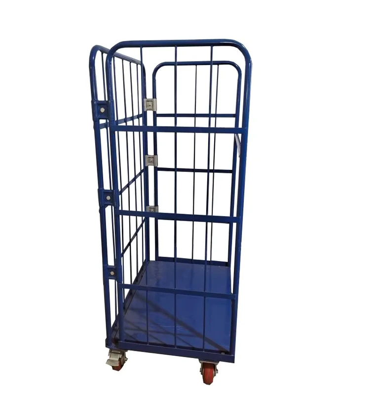 Heavy Duty Warehouse Transport Steel Cargo Roll Cage Trolley Wood Frame Platform 500kg OEM Customizable Four Wheel Parcel Cart