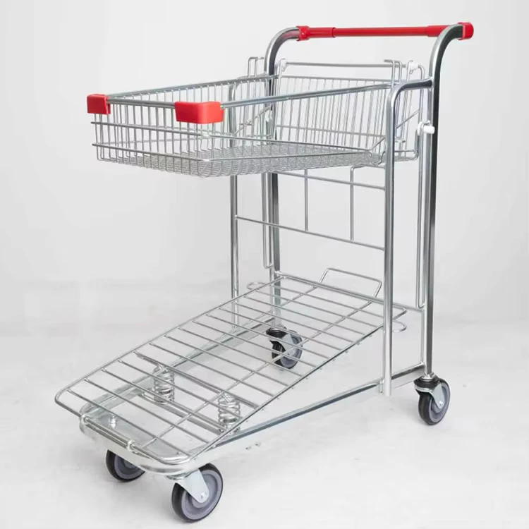 Heavy Duty Zinc Coated Steel Flat Logistic Cargo Trolley Cart with Wheels