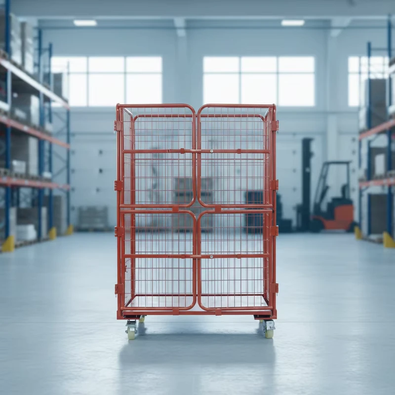 Heavy Duty a Frame Roll Container Steel Logistics Trolley for Efficient Cargo Storage
