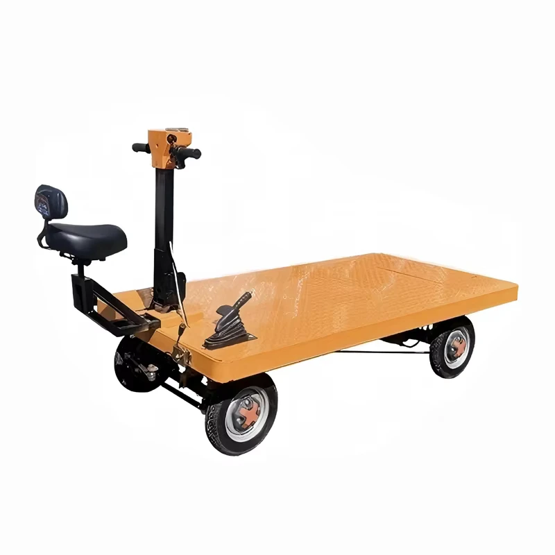 Heavy Electric Goods Transport Trolley for Construction Site Farm Materials Transport 4 Wheel Electric Platform Cart