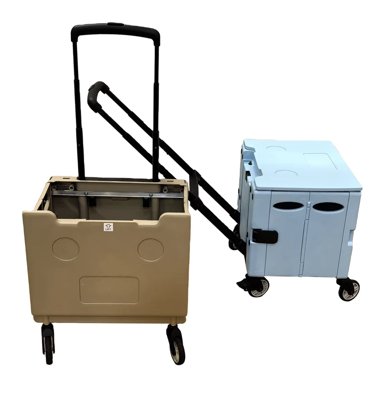Heavy Loading Picnic Outdoor 50L Large Capacity Camping Folding Shopping Trolley Cart With 4 Spinner Wheel of 3.35″ with Brakes