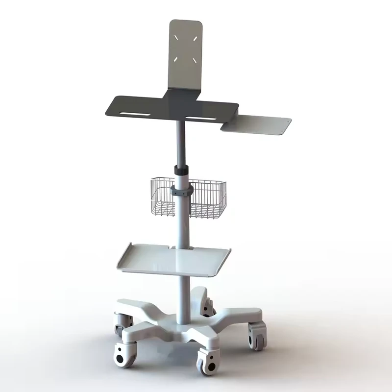 Height Adjustable Industrial Laboratory Medical Hospital Workstation All in One Mobile Rolling Laptop Computer Cart Trolley