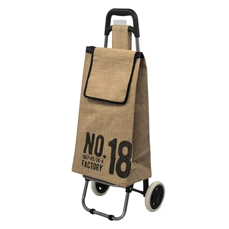Hemp Foldable Portable Hand Trolley Lightweight Shopping Cart Household