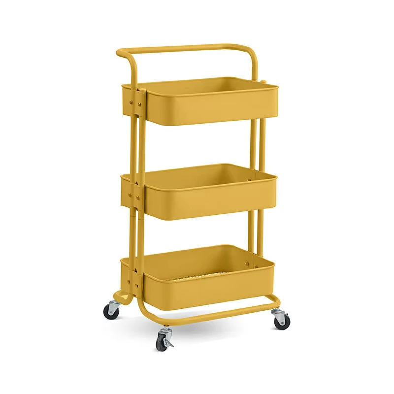 Henan Sunjoy3 Tier Metal Rolling Storage Cart Utility Trolley with Wheels for Kitchen Bathroom