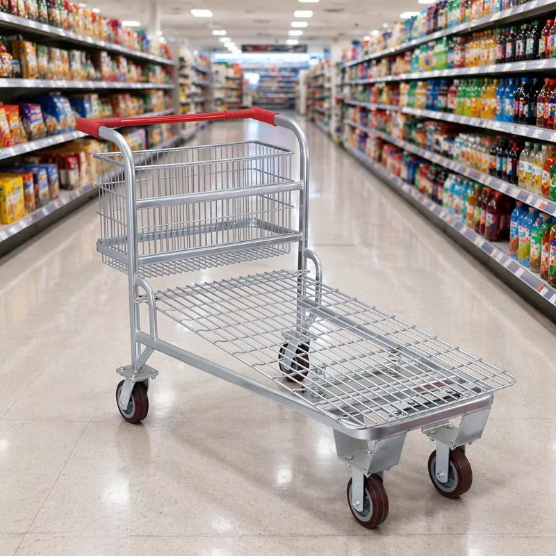 High Capacity Stainless Steel Four Wheel Customized Logo Shopping Trolley Grocery With 3 Year Warranty