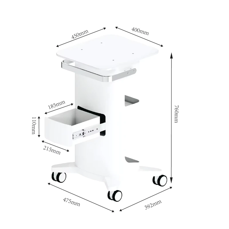 High End Foldable Modern Salon Trolley with 4 Mobile Wheels Heavy Duty Portable Facial Spa Beauty Machine with Drawers Storage