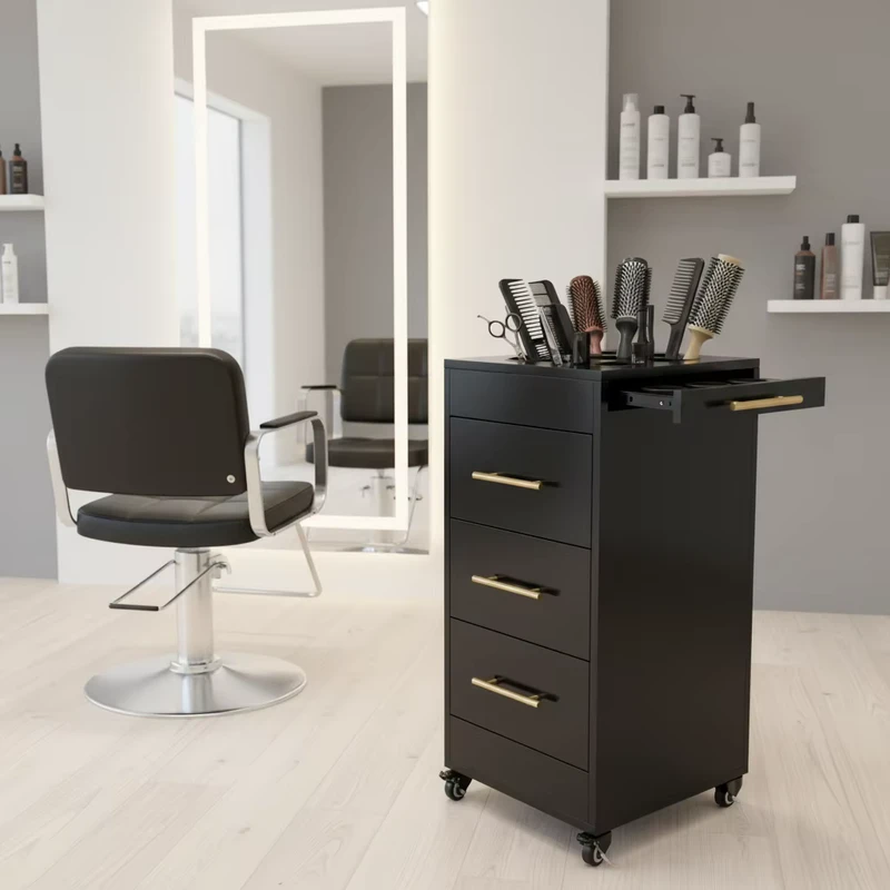 High End Hair Stylist Trolley Hair Salon Tool Cart Storage Cabinet Mobile Cabinet Trolley with Drawer Type