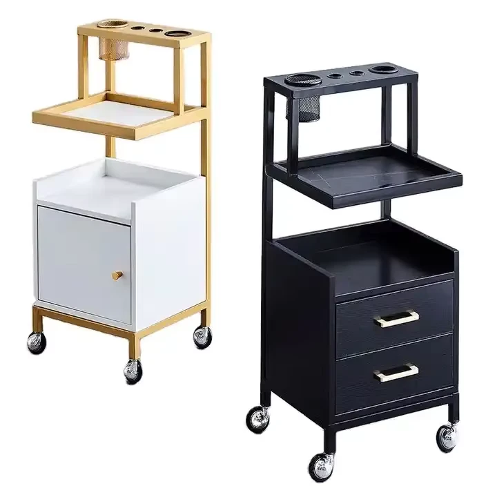 High Gloss Modern Wood Salon Beauty Trolley for Apartment and Bathroom Use