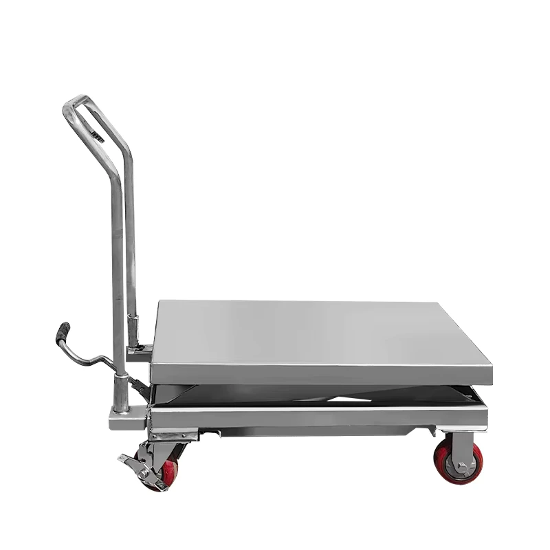 High Lift Stainless Steel Pallet Jack Truck 500kg Lifting Capacity 800mm Forklift Hand Shopping Storage Tools Trolley Cart