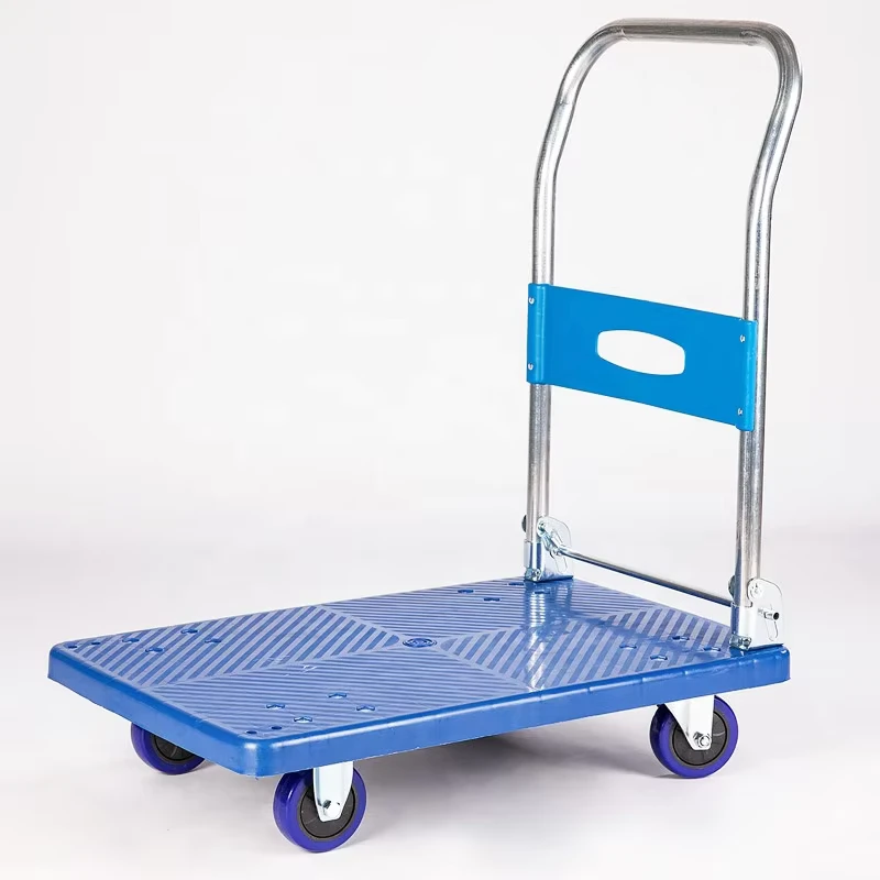 High Load 650kg Four Wheel Flatbed Electric Trolley Steel Warehouse Transport Trolley with OEM Customization Support
