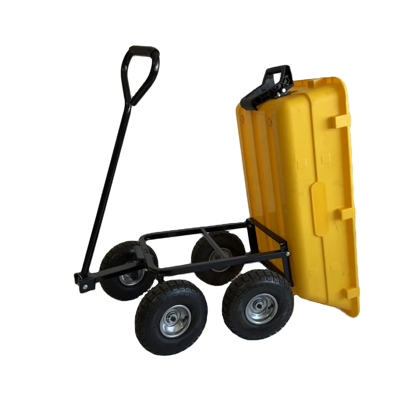 High Load Capacity Foldable Four-Wheel Dumped Platform Garden Cart 80L 250KG Industrial Tools Utility Trolley OEM Plastic