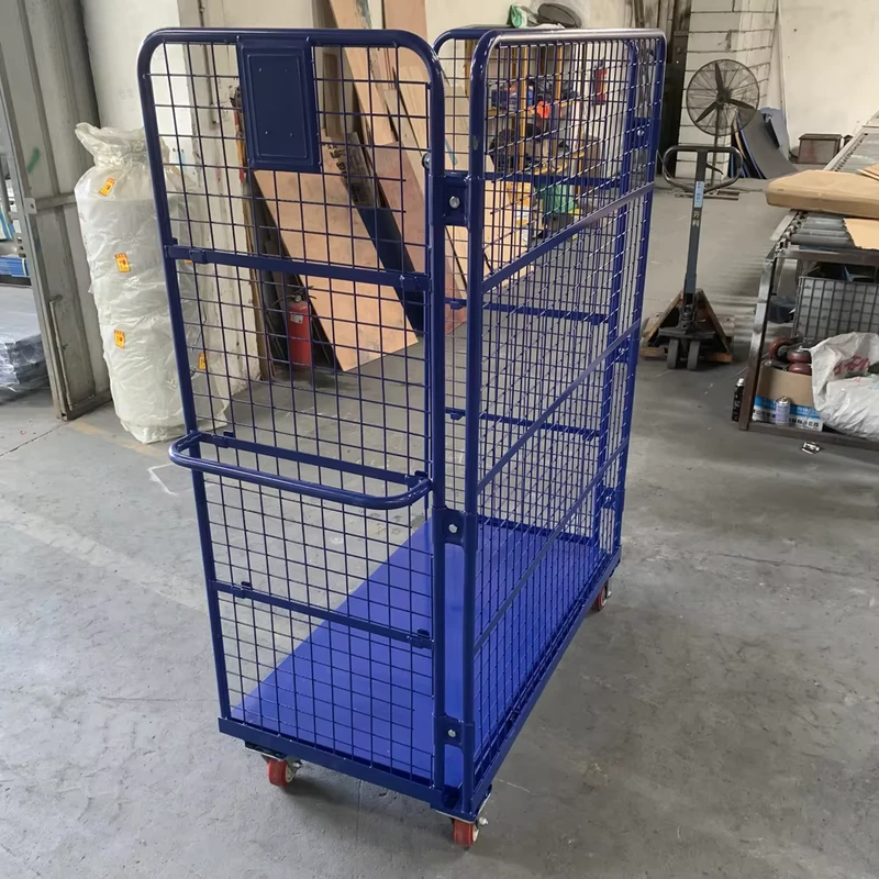 High Load Capacity Folding Steel Galvanized Heavy Duty Storage Cage with Wheels Logistics Trolley 1000KG Capacity