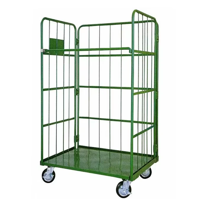 High Performance Foldable OEM China Factory Supplier Portable Welded Steel Industrial Storage Hand Push Trolley 350kg Load