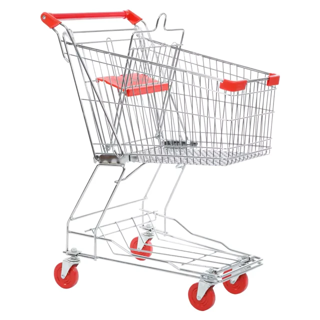 High Quality 2 Tiers Asian Style Supermarket Steel Shopping Cart Grocery Store Shopping Trolley Supermarket Trolley