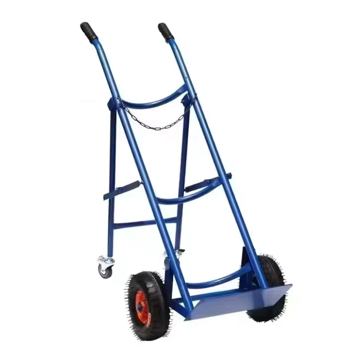 High Quality 4 Wheel Steel Cylinder Trolley Industrial Design Wheelbarrow Hand Truck for Gas Cylinder Bottle Roll Container