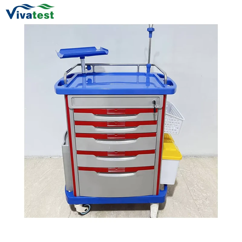 High Quality ABS Emergency Medical Trolley Cart for Hospital Usage Medicine Trolley Cart