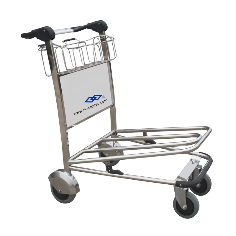 High Quality Airport Trolley Stainless Steel Airplant Dolly Hand Brake Airline Luggage Trolley