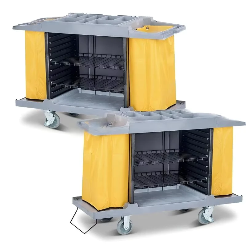 High Quality Cleaning Service Cart Can Carry Some Cleaning Tools and Garbage Can or Mop Bucket Suitable for Hotel Public Places