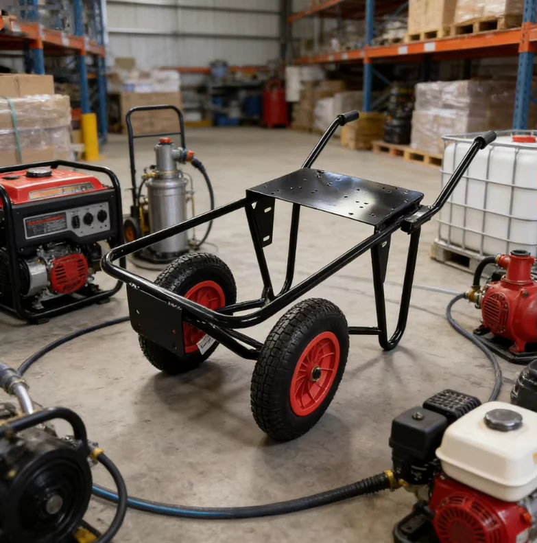 High Quality Customized Paint Color Metal Storage Cart Water Pump Motor Trolley With Wheels for Warehouse Use From OEM Factory