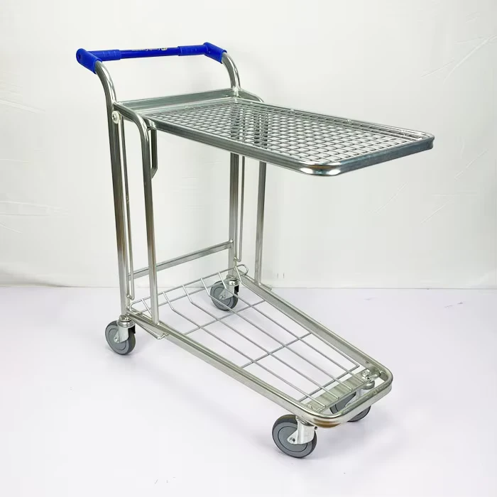High Quality Double Layers Not Rust Warehouse Use Supermarket Shopping Trolley in Store Hand Truck