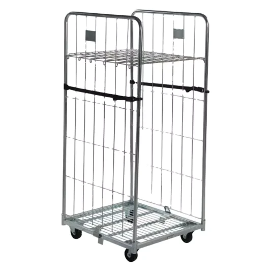 High Quality Factory Foldable Steel Cages Warehouse Roll Containers Durable Trolley Zinc Galvanized Surface Treatment