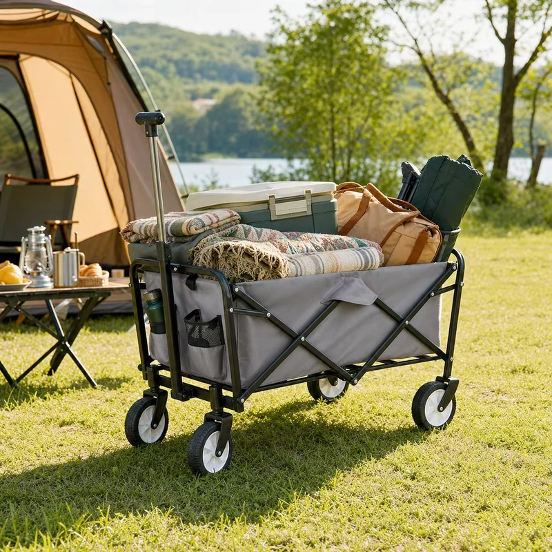 High Quality Four Wheel Portable Foldable Cart Folding Outdoor Leisure Utility Wagon Heavy Duty Trolley