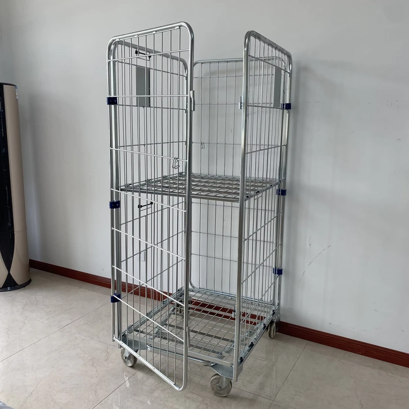 High Quality Galvanized Stainless Steel Roll Container 500kg Load Capacity Foldable Nestable OEM Logistics Equipment