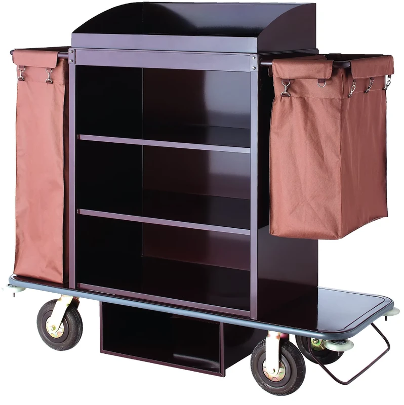 High Quality Hotel Multifunctional Plastic Utility Service Hand Carts Housekeeping Cleaning Maid Servicing Trolley Cart