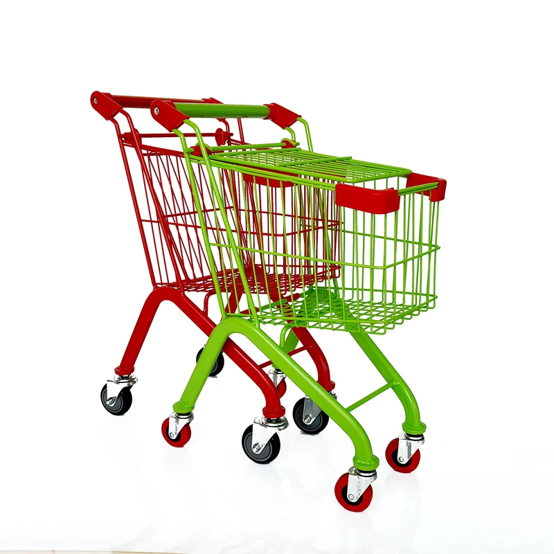 High Quality Kids Steel Shopping Cart 4 Wheels Multi Color Children Grocery Trolley