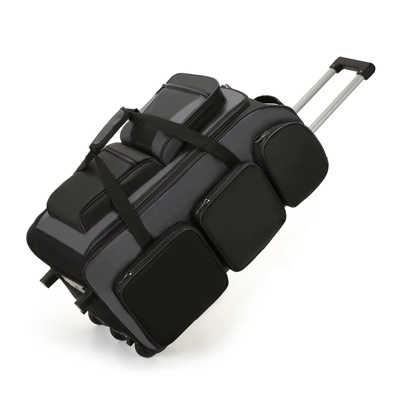 High Quality Large Capacity Foldable Oxford Classic Waterproof Luggage Trolley Case Vertical Rod Soft Bag Boarding Polyester