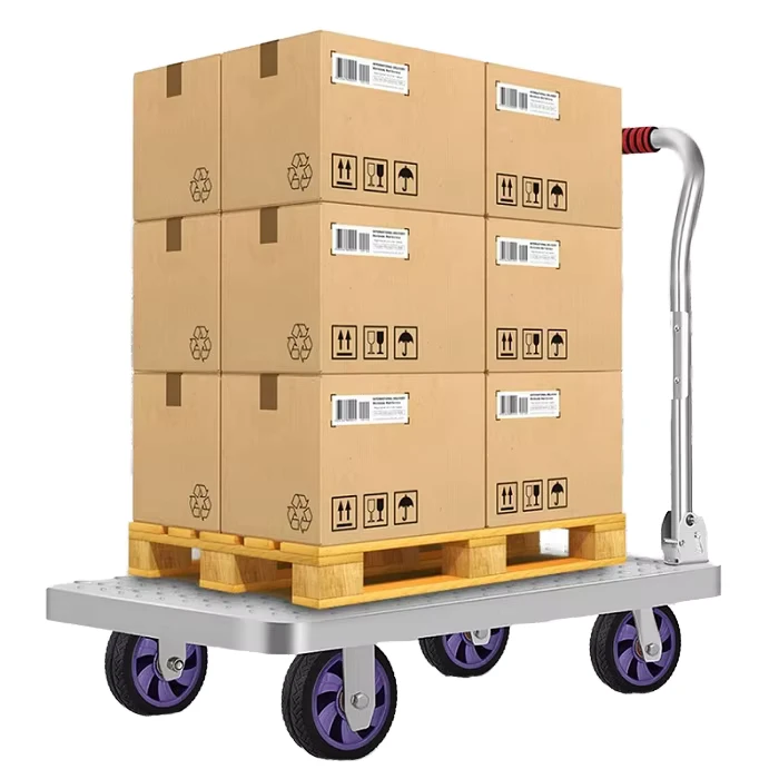 High Quality Metal Hand Trolley 200kg 400kg Stainless Steel Platform Trolley for Goods Transport