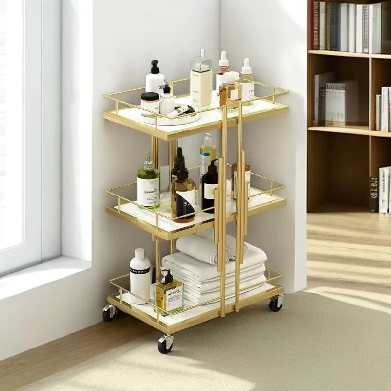 High Quality Modern Beauty Trolley Multi Functional Nail Beauty Fashion Light Luxury Instrument Storage Rack Hair Salon