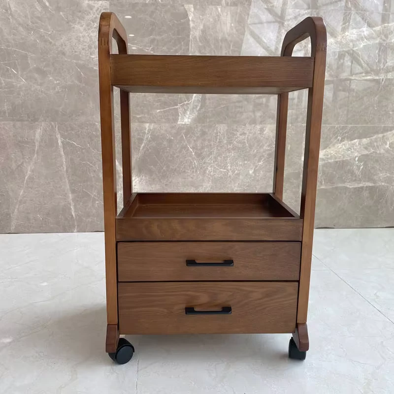 High Quality Modern Wooden Salon Trolley With Wheels Hairdressing Styling Salon Tools Cart