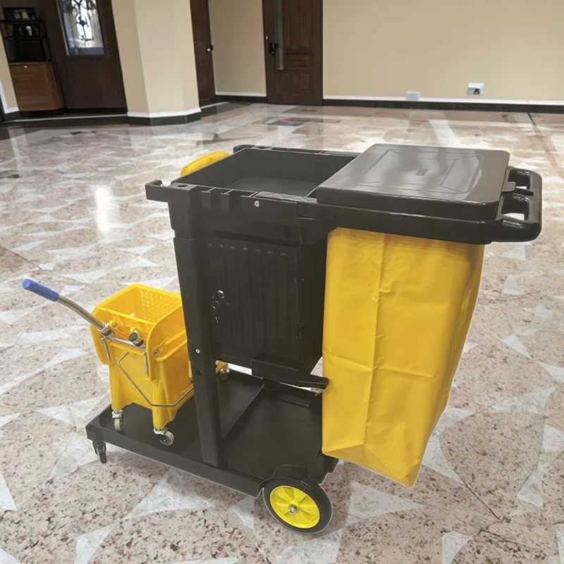 High Quality Multifunction Hotel and Street Cleaning Cart Plastic Janitorial Trolley for Housekeeping Services