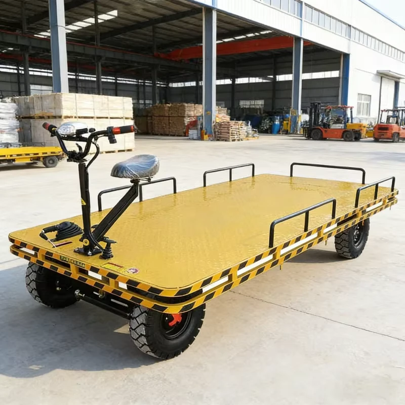 High Quality OEM Electric Four Wheeled Flatbed Truck Heavy Duty Metal Steel Storage Transportation Platform Vehicle Trolley Cart