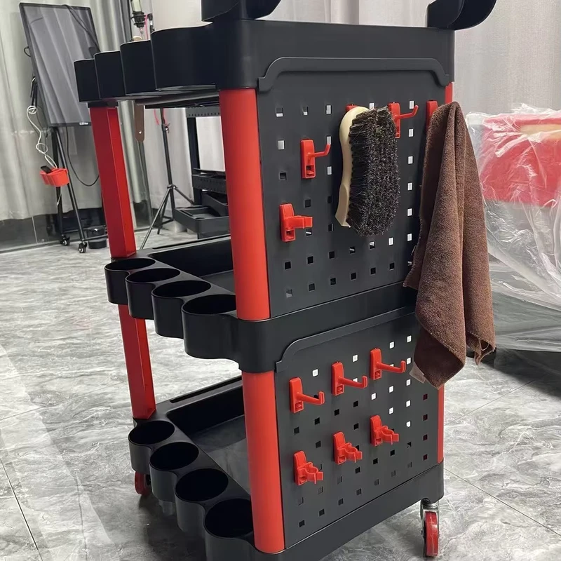 High Quality Plastic Rolling Tool Trolley Cart with Bucket for Car Detailing Wash & Cleaning Tools FA3-03